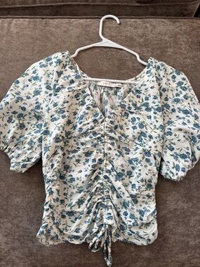 Blue Floral Print Top